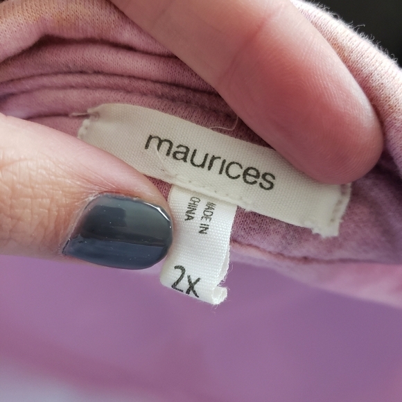 Maurices 2 2X Pink Purple Orange Tie Dye Shacket Button Up Jacket Soft Thick Top - Picture 5 of 8